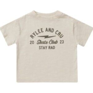 Ryle + Cru Relaxed tee skate club in Natural size 6-7Y